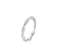 Ayoiow Engagement Ring and Wedding Band for Women Sterling Silver 925 Cubic Zirconia, Silver Mobius Band Interlaced Engagement Ring for Her Size N 1/2, Suitable for Birthday