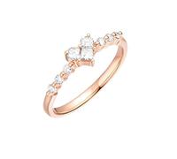 Ayoiow Engagement Ring and Wedding Band for Women with 0.21ct Diamond, 14K Gold Wedding Ring for Women Size P 1/2