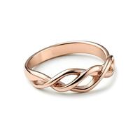 Ayoiow Engagement Ring Bands, No Gemstone Infinity Twisted Plain 9K Gold Wedding Band for Her, 9K Rose Gold | Size 5.5 K 1/2