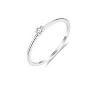 Ayoiow Engagement Ring Beautiful 9K White Gold Stacked Simple Solitaire Round Diamond 0.04ct, 9K Wedding Rings for Girlfriend Size J 1/2