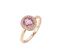 Ayoiow Engagement Ring Beautiful with 4 Claws Round Shape Tourmaline 0.8ct and Diamond, 50th Anniversary Gold Ring for Her Size V 1/2