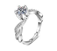Ayoiow Engagement Ring for Her Size 10 14K White Gold with Lab Diamond for Women, Twisted Leaves 6 Prong Silver Wedding Bands for Her, Size T 1/2