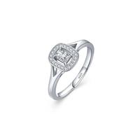 Ayoiow Engagement Ring for Her Size P 1/2 925 Sterling Silver with Cubic Zirconia, Silver Hollow Halo with Square Zircon Women's Wedding Ring for Girlfriend Wife Her, Suitable for Anniversary