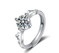 Ayoiow Engagement Ring for Her White Gold 9K White Gold for Women, Antler Silver Moissanite Wedding Bands for Her, Size M 1/2