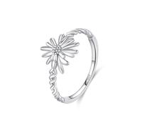 Ayoiow Engagement Rings for Her Simple 925 Sterling Silver, Silver Little Daisy Engagement Bands for Her, Size J 1/2, Suitable for Anniversary