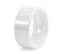 Ayoiow Eternity Band Ring for Men Women White-10MM, Chunky Rings for Men Simple Polished| Ceramic Size R 1/2