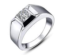 Ayoiow Eternity Ring Gold 9K White Gold for Men, Solitaire Ring Silver Moissanite Anniversary Rings for Men, Size X 1/2