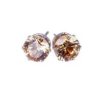 Ayoiow Everyday 9K Gold Earrings White Gold with Citrine for Women, Simple Classic Yellow Stud Earrings for Her