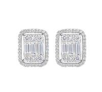 Ayoiow Everyday Earrings Studs Luxury with Rectangle 1.28ct Created Diamond, Stud Earrings for Women Gold