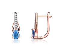 Ayoiow Everyday Earrings Trendy 9K Rose Gold for Women, Elegant Rose Gold Topaz and Moissanite Hoop Earrings for Her