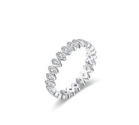 Ayoiow Eye 50th Anniversary Rings for Women with Created Diamond, Engagement Ring and Wedding Band for Women, 9K White Gold | Size U 1/2