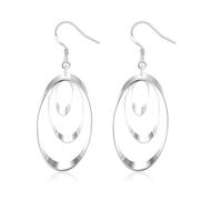 Ayoiow Fashion Earrings Trendy 14K White Gold for Women, Geometry Silver No Gemstone Dangle Earrings for Her