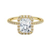 Ayoiow Female Rings Size 7 Half Row 4 Claw Radiant Shape Moissanite 4ct, 18K Yellow Gold| N 1/2