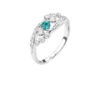 Ayoiow Forever Love Rings for Women Triangle with 0.19ct Paraiba and Diamond, 18K Gold Wedding Rings for Women Size S 1/2