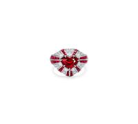Ayoiow Forever Ring for Women 14K White Gold Heart with 2.04ct Created Ruby and Moissanite, 14K Wedding Rings for Girlfriend Size U 1/2