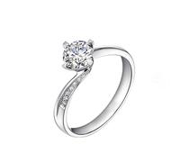 Ayoiow Forever Ring for Women 18K White Gold with Round Shape 0.5ct Diamond, 18K White Gold Ring for Women Size M 1/2