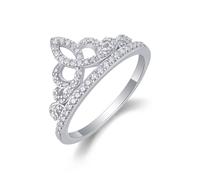 Ayoiow forever Ring for Women, Moissanite Cross Engagement Ring Band for Her, 9K White Gold | Size L 1/2
