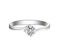 Ayoiow Forever Ring for Women Platinum with 0.3ct Round Diamond, Wedding Rings for Women Size M 1/2