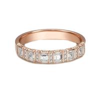 Ayoiow forever Ring, Moissanite Eternity Band 18K Gold Ring Real Women for Her, 18K Rose Gold | Size 8.5 Q 1/2