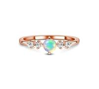 Ayoiow forever Ring, Moonstone and Diamond Solitaire 9K Gold Ring Real Women for Her, 9K Rose Gold | Size 7.5 O 1/2