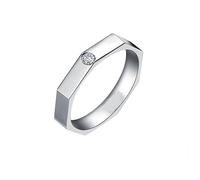 Ayoiow Forever Rings for Men with 0.05ct Diamond, 18K White Gold Engagement Rings for Men Size L 1/2