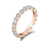 Ayoiow forever Rings for Women, Moissanite Full Eternity Band Engagement and Wedding Band Rings for Her, 14K Rose Gold | Size 4.5 I 1/2