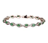 Ayoiow Friendship Bracelets 18K White Gold Tennis with 3.2ct Lab Created Emerald and Moissanite, Charms Bracelets for Her 19CM