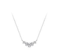 Ayoiow Friendship Necklace for Women 925 Sterling Silver Cubic Zirconic, Silver with Smile Pendant Chain for Women, Suitable for Birthday