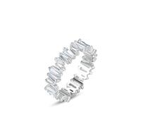 Ayoiow Full Eternity Band 14 Karat platinum Wedding Bands for Women with Moissanite, pt950 Ladies Wedding Ring for Her, Platinum | Size U 1/2