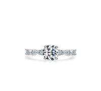 Ayoiow Geometric Beautiful Rings for Womens with Created Diamond, Classic 18K Solid Gold Wedding Ring for Her, 18K White Gold | Size S 1/2