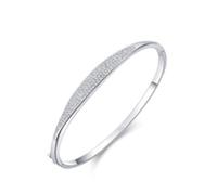 Ayoiow Geometric Ladies Bracelets for Womens with Created Diamond, Gold Bangles Bracelets for Women, 18K White Gold | Size 16+5CM