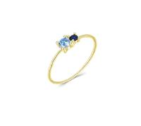Ayoiow Gold 925 Silver Finger Rings for Women with Blue Cubic Zirconia, Round Twisted Stackable Cross Promise Ring for Her Size N 1/2