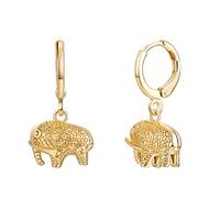 Ayoiow Gold Earrings 14K Yellow Gold for Women, Hollow Elephant No Gemstone Dangle Earrings for Her