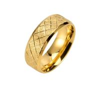 Ayoiow Gold Plated Wedding Bands for Him, Stainless Steel 8 mm Grid Sand Sparkle Wide Men's Engagement Ring, Size X 1/2