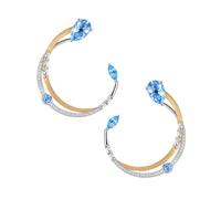 Ayoiow Gold Studs Earrings for Women Sensitive Ears C Shape with 2.83ct Aquamarine, Gold Earrings for Women Studs