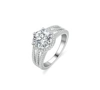 Ayoiow Halo 20th Anniversary Ring for Womens with 2ct Moissanite, 14K White Gold Rings for Women, 14K White Gold | Size Q 1/2