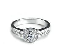 Ayoiow Halo Channel Setting 9K Ring Solid Gold for Womens with Moissanite, Promise Ring for Your Girlfriend, 9K White Gold | Size 5 J 1/2