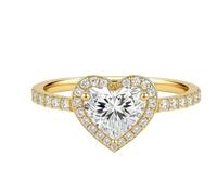 Ayoiow Halo Heart 9K Ring Solid Gold for Womens with Moissanite, Promise Ring for Your Girlfriend, 9K Yellow Gold | Size 11 V 1/2