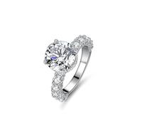 Ayoiow Halo Setting Eternity 18K Ring Solid Gold for Womens with 3ct Moissanite, Promise Ring for Your Girlfriend, 18K White Gold | Size T 1/2