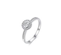 Ayoiow Halo Vintage Wedding Bands for Her with 0.5ct Lab Diamond and Moissanite, Channel Setting Engagement Ring Simple for Her, 14K White Gold | Size R 1/2