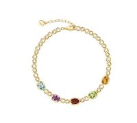 Ayoiow Handmade Bracelets for Women Infinity Chain with Multicolor Gemstone-Garnet, Citrine, Amethyst, Topaz, Peridot and Cubic Zirconia, Jewelry Bracelets for Her 18+5CM