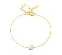 Ayoiow Handmade for Women Bracelets, Created Diamond Thin Charm Bracelet Chain Gold for Her, 9K Yellow Gold | Size 17+5CM