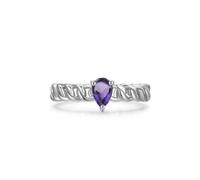 Ayoiow Heart 50th Wedding Anniversary Rings for Women with Created Amethyst, Chain Shape 9K White Gold Engagement Rings for Her, 9K White Gold | Size N 1/2