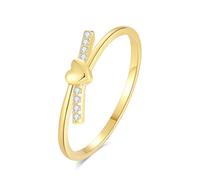 Ayoiow Heart Knot 18K Gold Ring Stackable for Womens with Diamond, Promise Ring Yellow Gold for Her, Size J 1/2