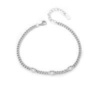 Ayoiow Heart White Gold Bracelets for Women with Lab Diamond, Bracelets for Ladies, 9K White Gold | Size 20+3CM