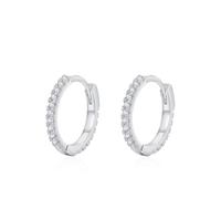 Ayoiow Hoop Earrings Platinum for Women with White Created Diamond, Simple Eternity Womens Platinum Earrings Trendy for Her, in Silver