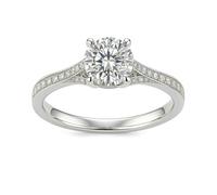 Ayoiow Infinity Love 14 Karat White Gold Wedding Bands for Women with Moissanite, Solitaire Ring with Half-Pavé Shank 14K Ring White Gold for Her, Size 8 P 1/2