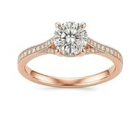 Ayoiow Infinity Love 14Kt Gold Promise Rings for Womens with Moissanite, Solitaire with Half-Pavé Shank 14 Year Anniversary Ring for Her, 14K Rose Gold | Size 11 V 1/2