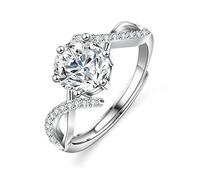 Ayoiow Infinity Love 9 Year Anniversary Ring for Womens with 1ct Moissanite, Criss Cross 25th Anniversary Rings for Wife, 9K White Gold | Size K 1/2