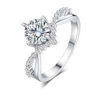 Ayoiow Infinity Love Platinum Ring for Womens with 1ct Moissanite, V Platinum Ring Engagement for Her, 950 | Size U 1/2